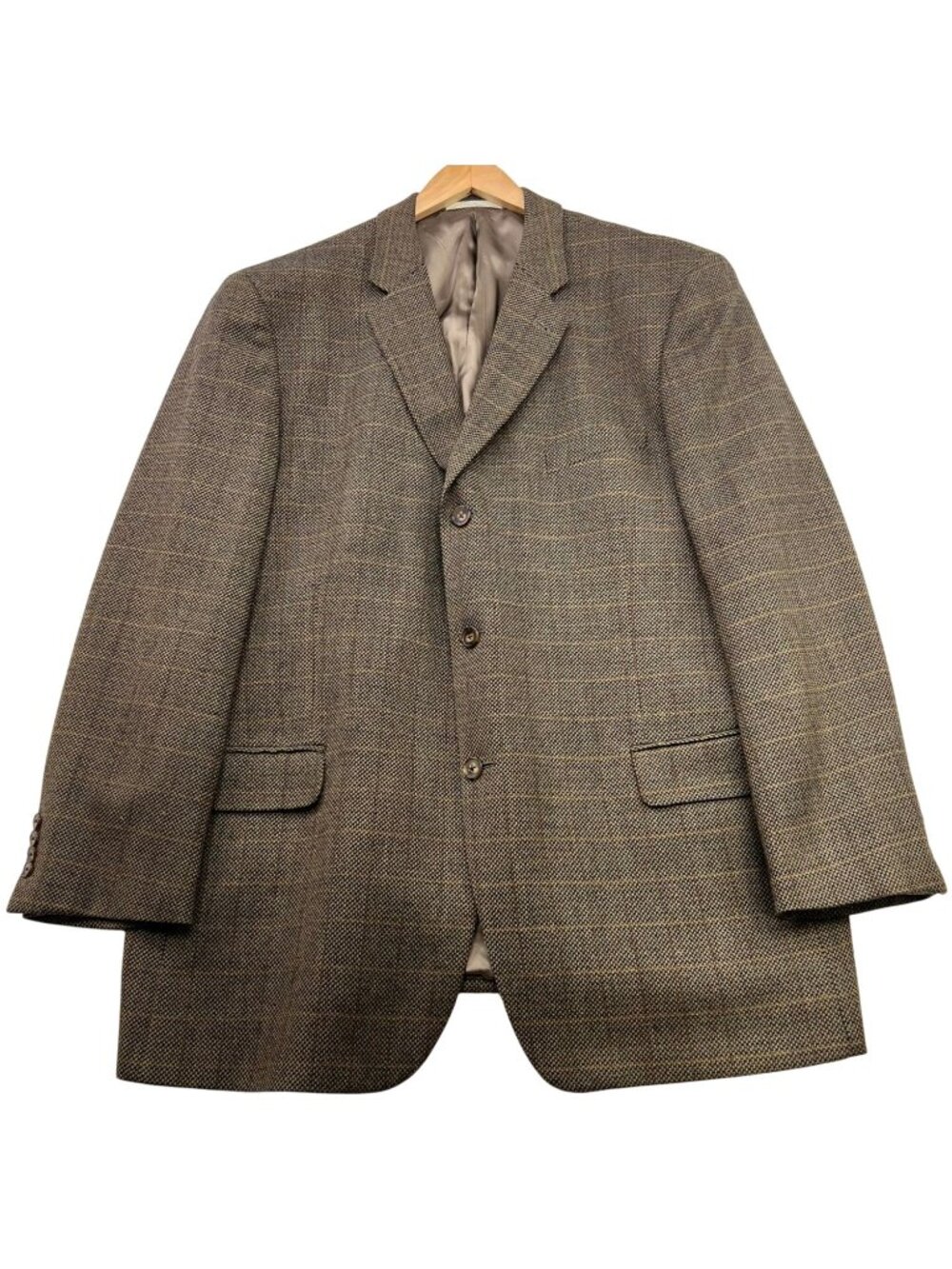 Joseph Abboud Men 3 Button Wool Tweed Blazer Sport Coat Long Sleeve Sz 46L Brown